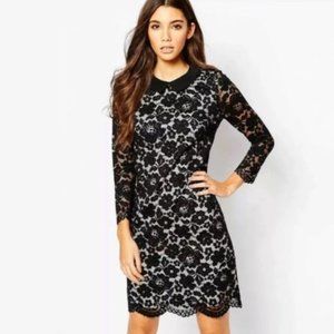 Ted Baker London Ameera Black Floral Lace Crochet Shift Dress